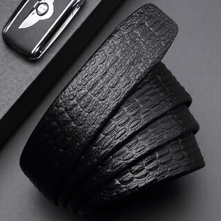 Crocodile shirt new year's gift automatic buckle first layer cowhide without buckle belt body men's headless belt embossed bone pattern