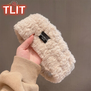Tlit autumn and winter hairband women's new japanese and korean hair accessory plush warm wide-brim confinement headband hairband hairpin forehead protector off-white - imitation rabbit hair band