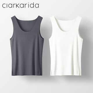 Clarkarida men's vest men's modal seamless underwear sports undershirt breathable casual hurdle fitness vest iron gray + white vest 2 pieces xl (130-150jin jin is equal to 0.5kg)