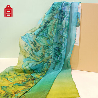 Forbidden city culture qianli jiangshan silk long scarf silk scarf 100% mulberry silk shawl scarf forbidden city cultural and creative gifts silk scarf gift box