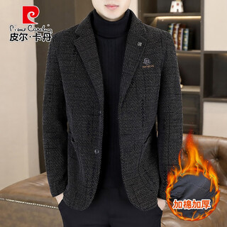 Pierre cardin men's woolen suit autumn and winter thickened 2025 new youth double-button casual small suit jacket single piece brown m
