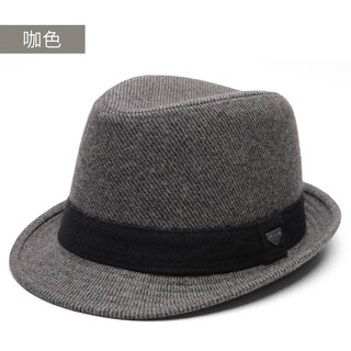 Rogosky counter trendy brand hat shanghai tang british retro woolen hat men's large size face-showing jazz hat for younger fathers and elders light luxury original twill wool brown l normal size (58-60cm)