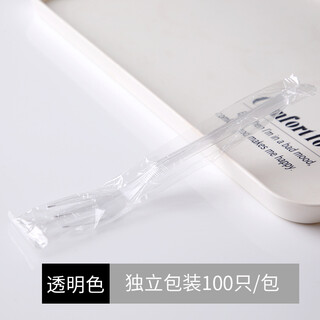 Yuejiajing disposable forks individually packaged fruit forks thickened western food forks cake forks three-pronged forks 100 pieces three-pronged forks individually packaged transparent 100 pieces