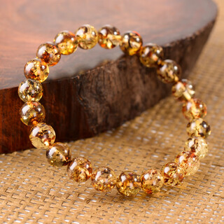 Wanjun natural amber, red flower, gold and amber buddha beads bracelet, high purity water beads diameter 8.5mm, factory direct supply with certificate