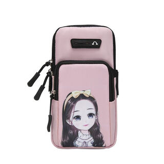 An junsheng is suitable for running mobile phone bag arm mobile phone case mobile phone bag sports arm bag cute fitness wrist bag huawei b067 watermelon pink girl large size