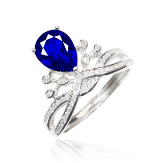 Tokidao fat donglai quality tanzanite sapphire silver baby crown ring female moissanite silver live mouth (main stone 7*9mm)