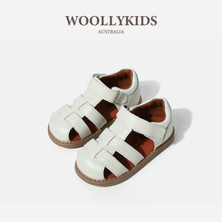 Woollykids genuine leather children's sandals, girls' shoes, baby shoes, princess shoes, boys' beach shoes, cloud white, size 28, inner length 17.5cm, suitable for feet 16.5cm long