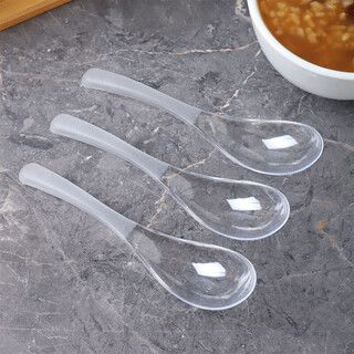 Disposable soup spoon individually wrapped plastic large take-out commercial thickened dessert porridge spoon 4g transparent spoon simple package 50 pieces long 14cm
