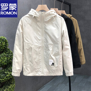 Romon popular hooded assault jacket men's autumn and winter trendy brand handsome autumn clothing 2025 new men's casual tops off-white l