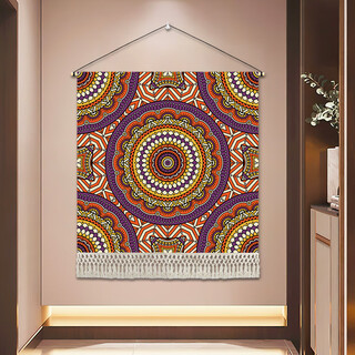 Geshang nordic retro ethnic style bedside tapestry bohemian inn large size hanging entrance tapestry b&b decoration g200-mandala d-02 width 80cm-height 80cm comes with installation package