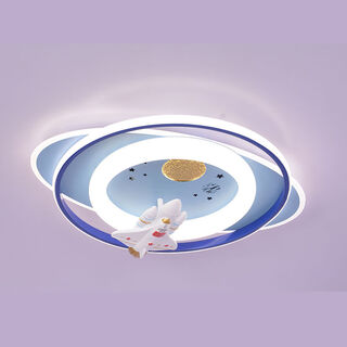 接运猫儿童房吊灯儿童书桌房卧室卡通创意宇航员女孩太空男孩个性 0W0内适用0lm飞船款 全光谱led无极调光配遥控器