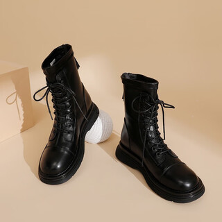 Daphne retro versatile boots women's martin boots autumn and winter thick soled british style short boots women's black 38