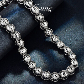 Gsung platinum men's necklace new line wrapped beads pt950 necklace men's large platinum bead chain priced by gram contact before bidding
