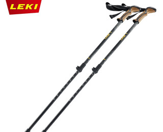 Leki german lake mountaineering hiking double quick opening external lock 3-section telescopic aviation aluminum trekking pole/kombu 23