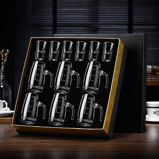 23 degrees north latitude high-end gold foil liquor cup chinese style gift box crystal glass wine divider household small wine glass set wine cup transparent style 6 pots 6 cups collection gift box