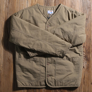 Ruoyu liushu's same style american retro m65 military winter collarless cotton jacket men's quilted warm liner work jacket trendy khaki xl recommended 150-165jin jin equals 0.5 kg