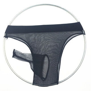Fully transparent men's underwear, triangle stockings, thong, low waist, thin briefs for men, sexy, black open style