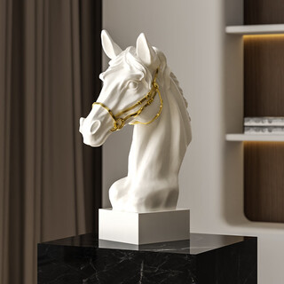 Yixinyiyi modern horse head sculpture ornaments high-end entrance living room tv cabinet wine cabinet light luxury soft decoration art decoration horse head ornaments white