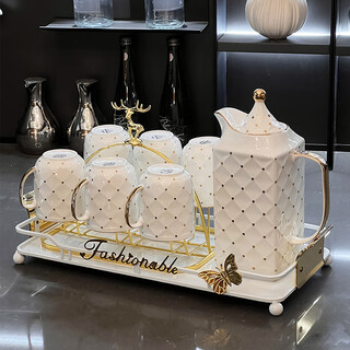 Xibaisheng high-end ceramic water cup set family hospitality cup teapot teacup housewarming wedding gift tea set