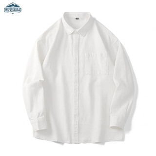 顶峰保罗（Dingfengbaoluo）日系纯色简约长袖衬衫男春秋休闲叠穿高级翻领外套DFC02白色L
