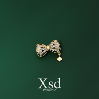 Quamer lucky four-leaf clover bow small pin collar anti-exposure brooch buckle fixed artifact gold color