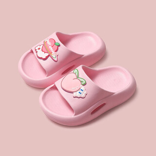 Late time little shark children's slippers summer boys home use soft sole non-slip bathing children's outdoor sandals girls pink peach rabbit inner length 15.5cm 24/25 size