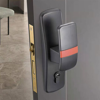 Huili customized silent door lock luxury bedroom door lock universal solid wood door handle black gold straight push door lock xf02 black 35-50mm universal type with key