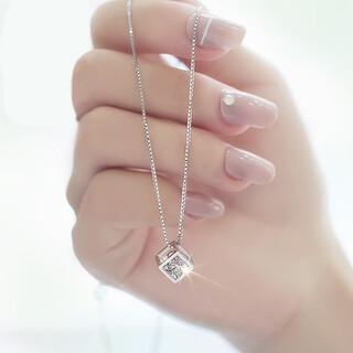 Mi yan platinum pendant necklace pt950 platinum 18k necklace women's water wave melon seeds moissanite diamond birthday gift fashion platinum box chain + pendant