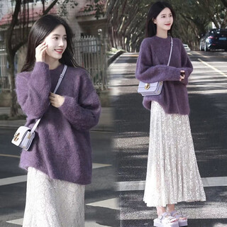 Xiao yu (xiaoyu) 2025 spring, autumn and winter new women's two-piece one-piece dress suit for small people to wear matching clothes sweater + skirt set one size 85-135jin jin is equal to 0.5 kg