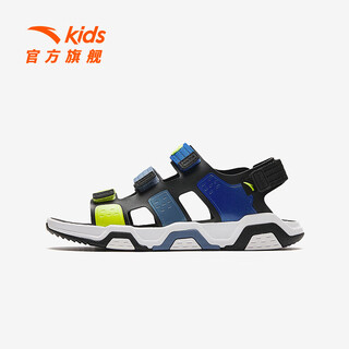 Anta children's sandals men's beach shoes 2024 summer new breathable and comfortable outdoor sports sandals black/bright lime green/dust curtain blue/horizon blue-1 33