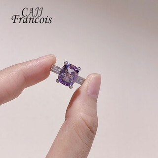 Cajj francois 3.80 carat amethyst ring for women, natural colored gemstone, jewelry gemstone, 925 silver inlaid, size 13