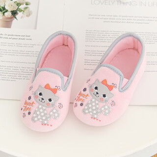 Ruiyang kindergarten indoor shoes for boys and girls, non-slip indoor shoes, soft sole floor bags, baby children's shoes, home slippers, pink cat 25, inner length 15.85cm