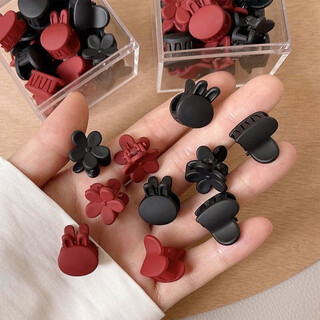 Princess xiang mini clip headdress side hairpin princess hair side clip small clip with bangs shredded black hairpin frosted clip black and red mixed pack 2o pack