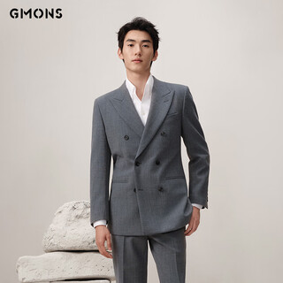 Guillomont high weight and warm double-breasted suit suit for men with wool gray winter business suit suit titan gray top + pants 50