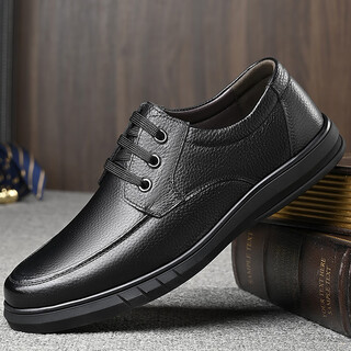 Echi leather shoes men's business casual formal wear toe layer cowhide wear-resistant and breathable new style shoes j6627 lace-up style 42