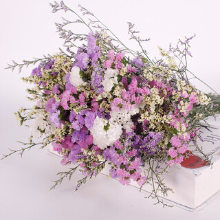 Love yunnan forget-me-not dried flowers flower ornaments living room decoration real flower arrangement gypsophila bouquet festival birthday match white light purple pink + citrine + grass about 30 pcs