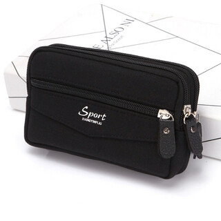Queen trip mobile phone waist bag middle-aged and elderly wear belt canvas mobile phone bag wear-resistant construction site 6.5-inch mobile phone bag black