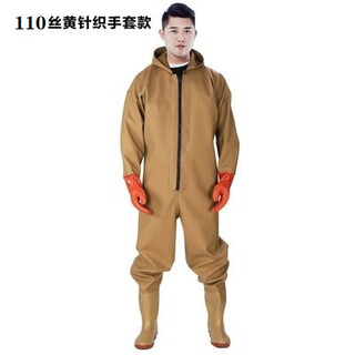 Hongshiyu waders, thickened wear-resistant half-length rain boots, full-length one-piece waders, waterproof clothes, reservoir men's leather fork fishing rain trousers, yellow full-body gloves 110 silk 41