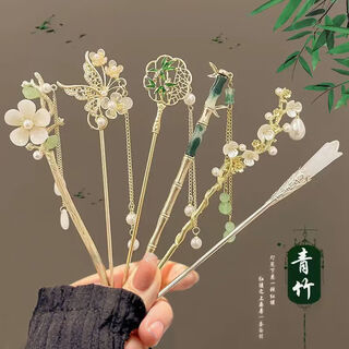 Ancient style hairpin hairpin for women, new chinese style 2024 new style hairpin, simple modern high-end sense bun hair hanfu headwear, hot selling 6-piece set 0-piece set