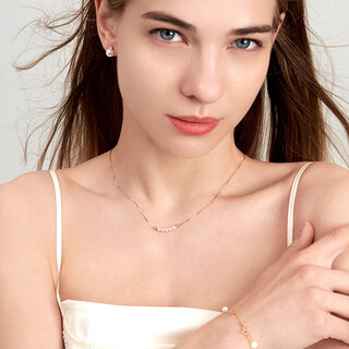 Yuanzu fineline series high-brightness akoya seawater pearl necklace 18k gold jewelry smile necklace snake bone chain style