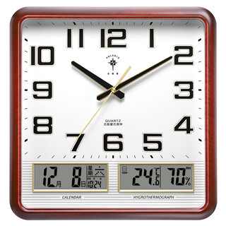 Polaris (polaris) wall clock perpetual calendar thermometer and humidity meter silent clock living room calendar wall clock 37*36cm dual lcd