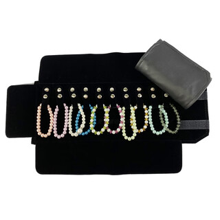 Leather cloth jewelry display jewelry hand jewelry storage roll bag for exhibition portable necklace display display bag pu leather black leather outside and black velvet small bracelet roll bag