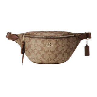 Coach belt classic presbyopia coated canvas and leather chest bag shoulder crossbody bag waist bag large size men's basic outfit (bag + dust bag)