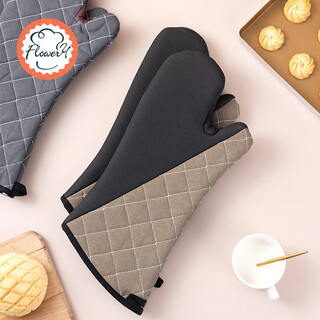 Fenghelili anti-scalding gloves for baking, high temperature resistant, thickened and insulated silicone, extended oven, microwave oven, special for cute commercial kitchen, 17-inch regular model, temperature resistant to 200 my54131