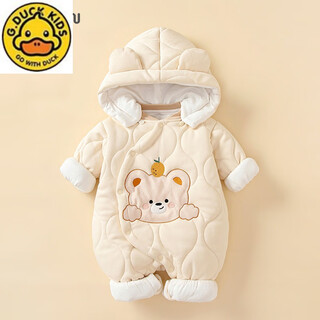 G.duck baby winter one-piece clothespin cotton warm thickened clothes for newborns super cute and stylish outing clothes cotton clothes 2610 orange bear 59cm