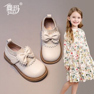 舞玛女童鞋儿童公主小皮鞋2025新款春秋款真皮软底鞋子女宝宝英伦单鞋