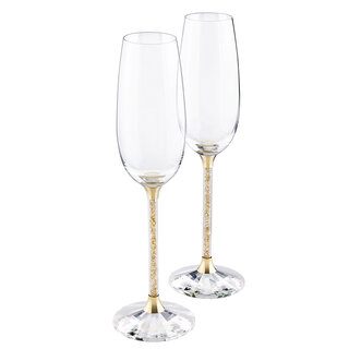 Swarovski crystal champagne pairing glasses, gold coating, 2-piece set, 236ml, high-end celebration