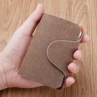 Ellen fantasia cowhide card bag men's multi-card slot business card holder cowhide small card holder women's card bag card holder card bag large capacity retro light coffee