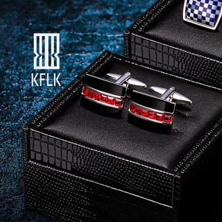 KFLK男士袖扣高档水晶袖钉衬衫袖口钉生日礼物衬衣扣子Cufflinks定制 红色