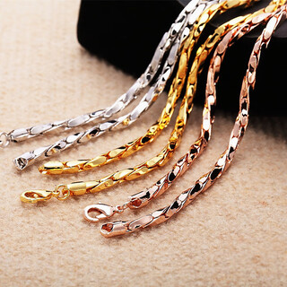 Fat donglai's same style 18k gold necklace snake bone chain korean version 24 men's korean jewelry 18k rose gold men's color gold rose gold chain length 60 cm